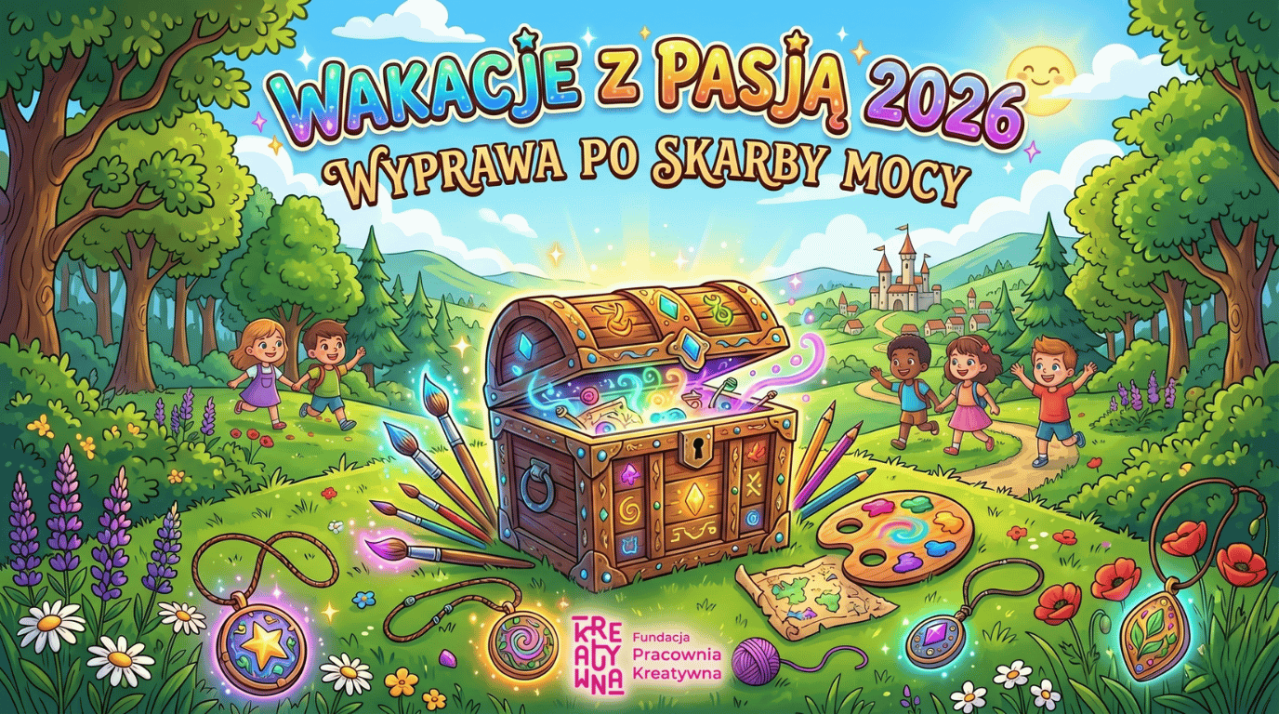 Plakat promujący Warsztaty Wakacyjne Tarnów 2026 - Wakacje z Pasją w Fundacji Pracownia Kreatywna